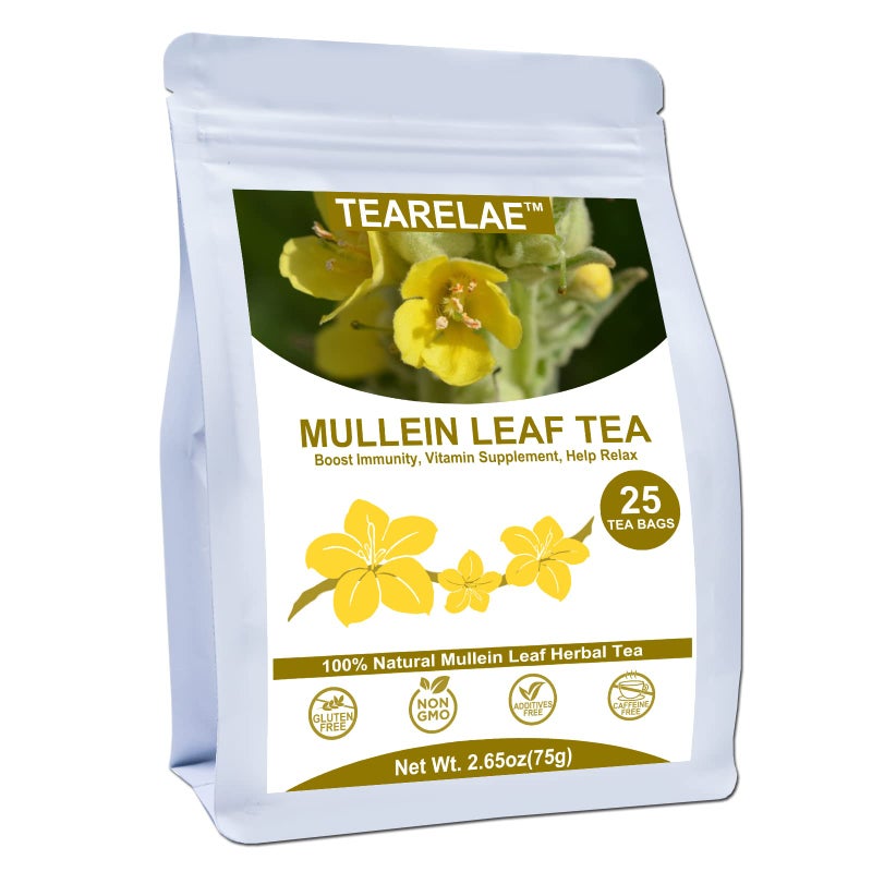 TEARELAE - Mullein Tea Bags For Lungs - 2.65 oz/75g (3g X 25 Bags) - 100% Pure Natural Premium Mullein Leaf Tea - Non-GMO - Caffeine-free - Good For Respiratory System - Image 1